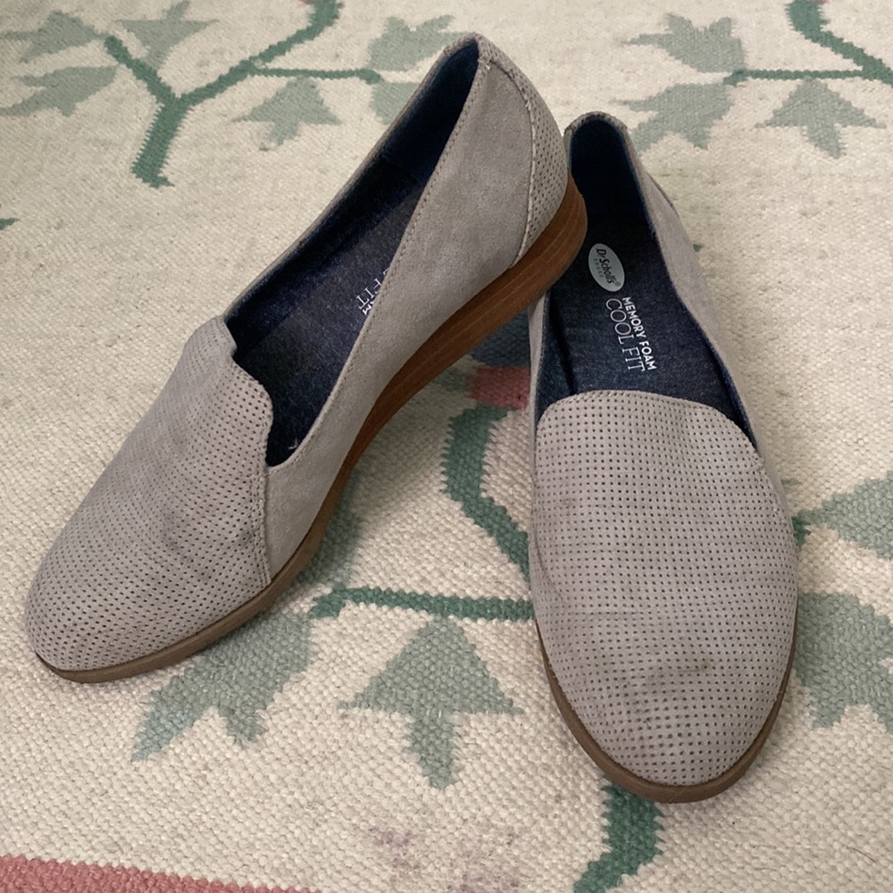 Dr. Scholl’s Memory Foam loafer flats. Grey, Perforated slipper flats